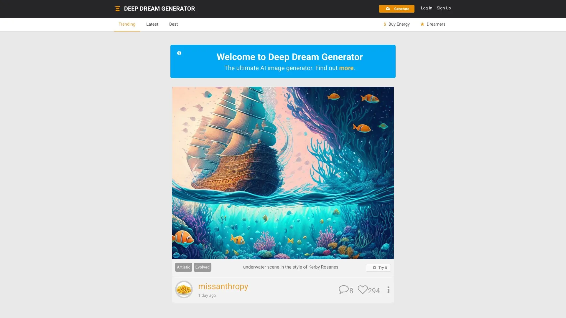 Deep Dream Generator screenshot