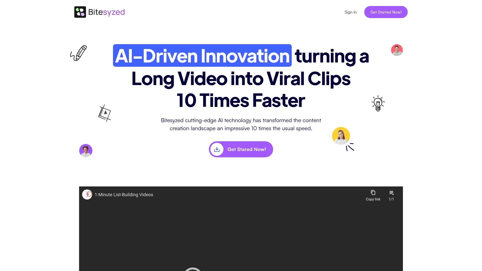 BiteSyzed AI powered Video Repurposing Tool screenshot
