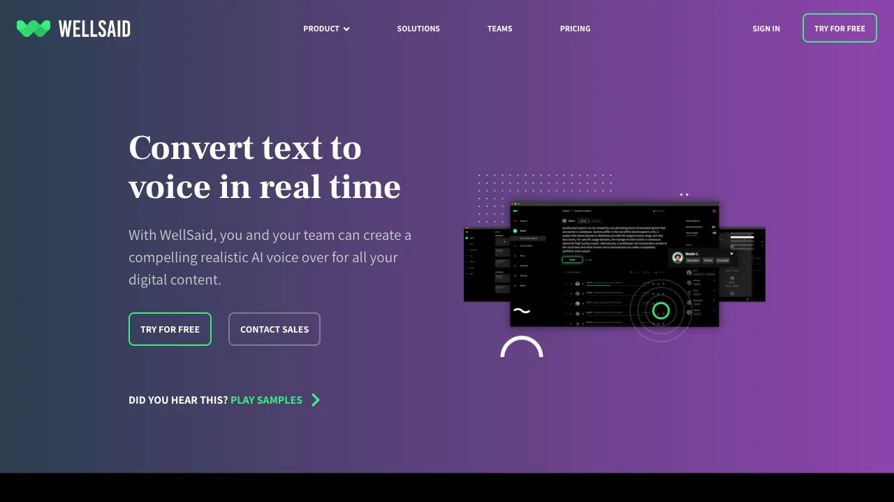 WellSaid Labs screenshot