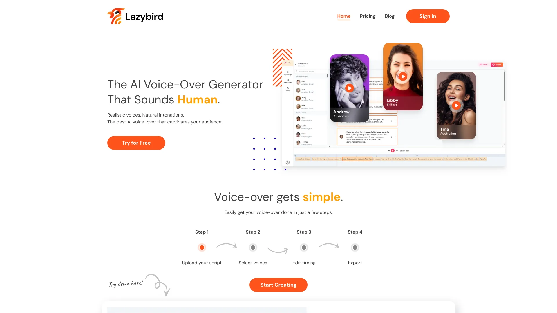 LazyBird | AI Voice Over Studio screenshot