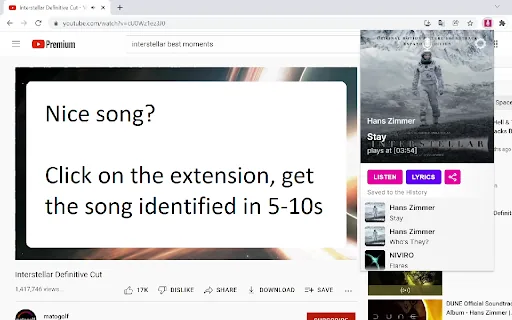 AudD Extension screenshot
