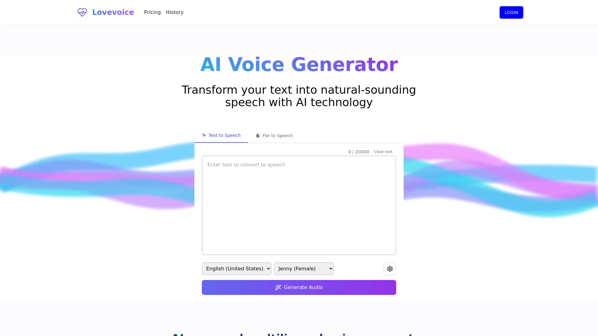 Lovevoice AI Voice Generator screenshot