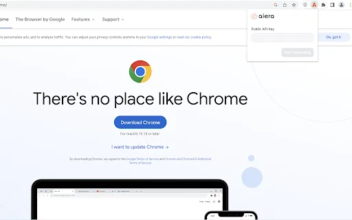 Aiera's ASR Browser Extension screenshot
