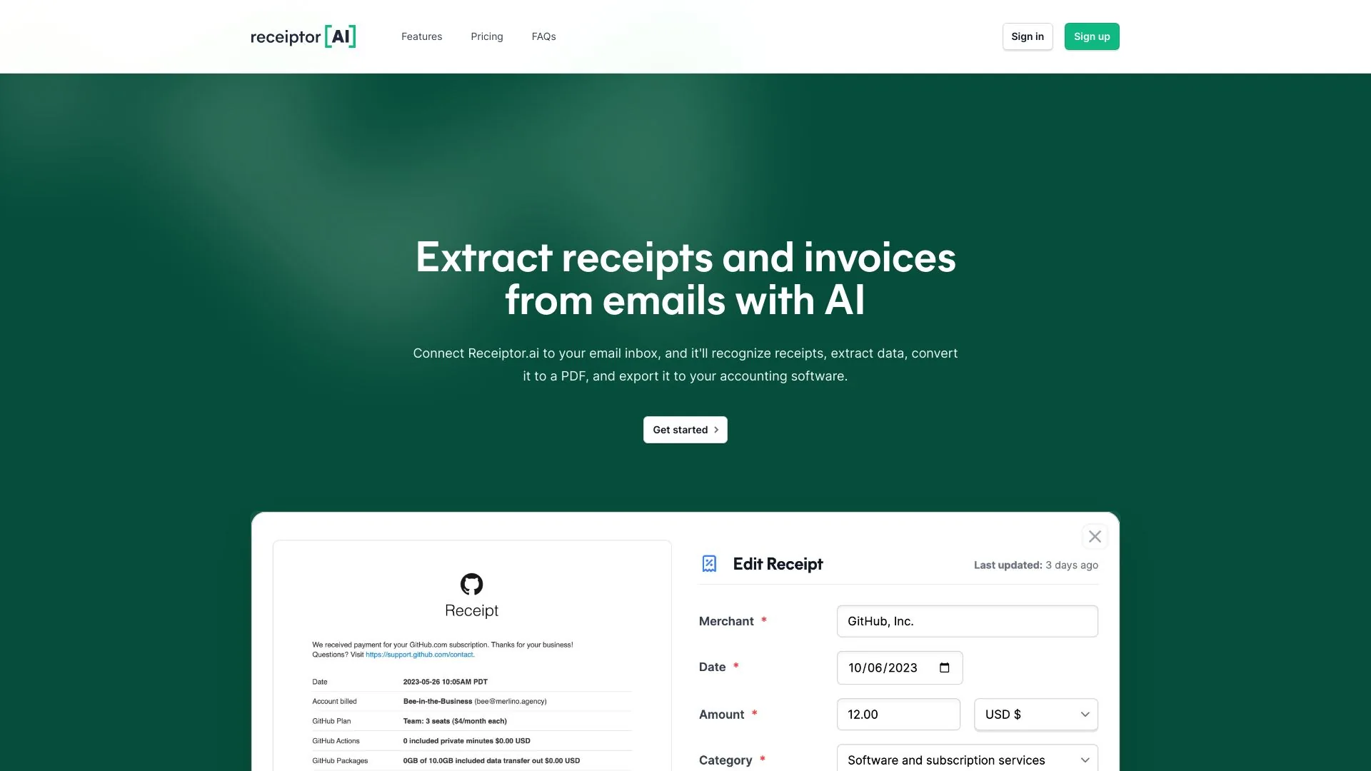 Receiptor AI screenshot