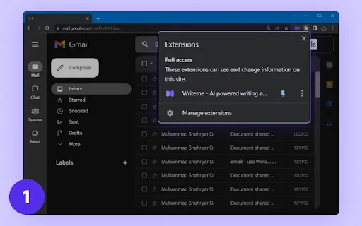 WriteMe.Ai Google Chrome Extension screenshot