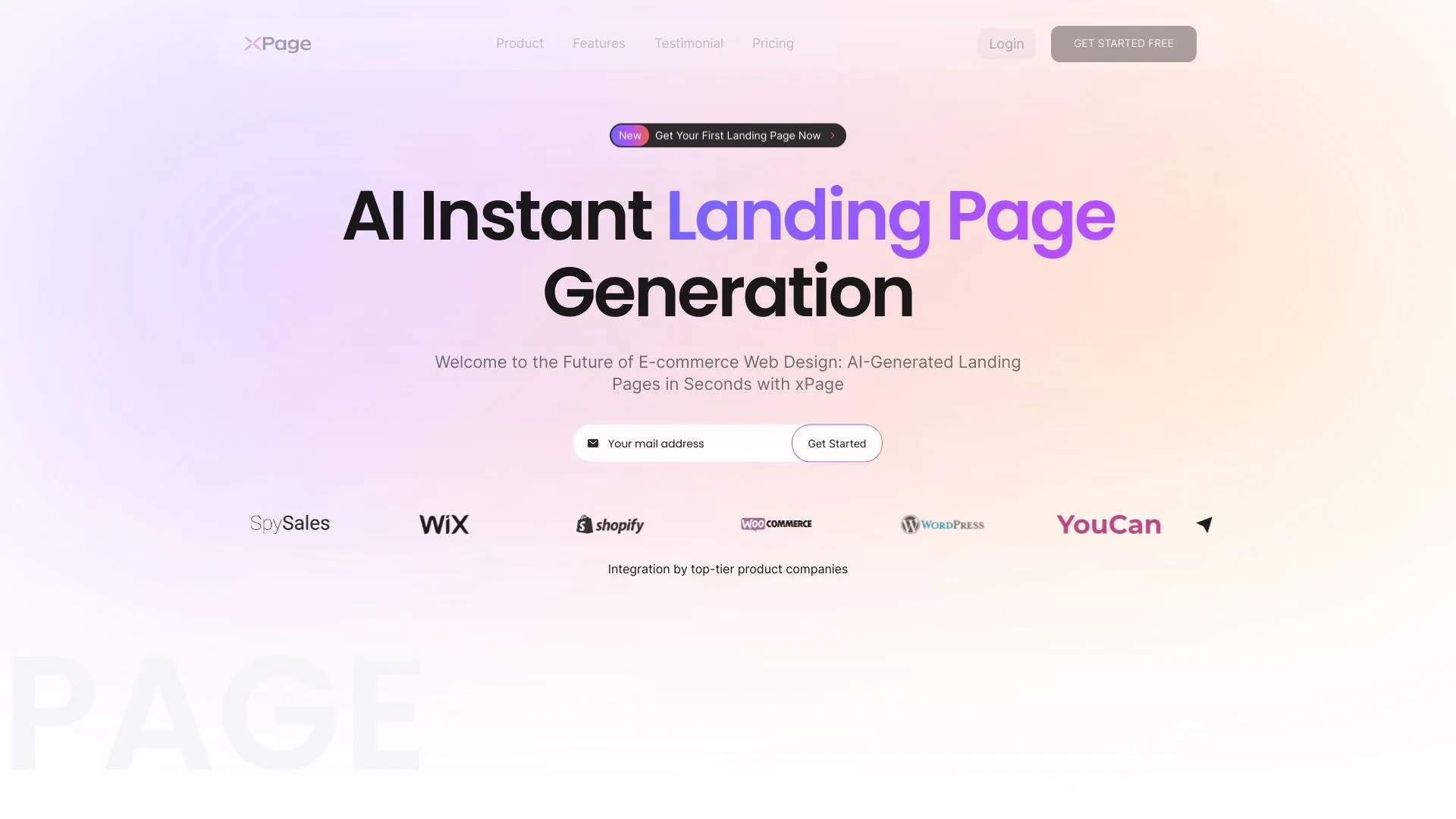 xPage - AI Ecommerce Landing Page Generator screenshot