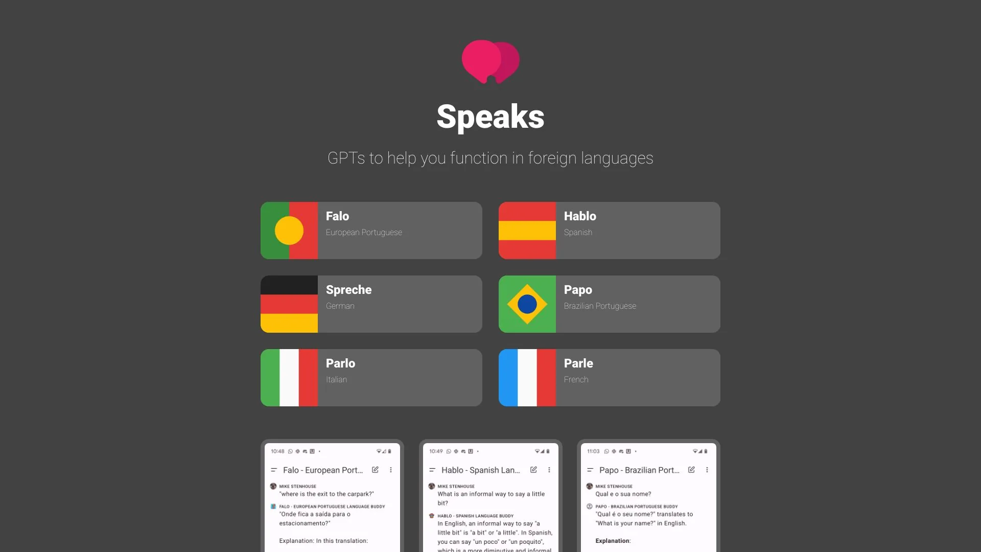 Speaks screenshot