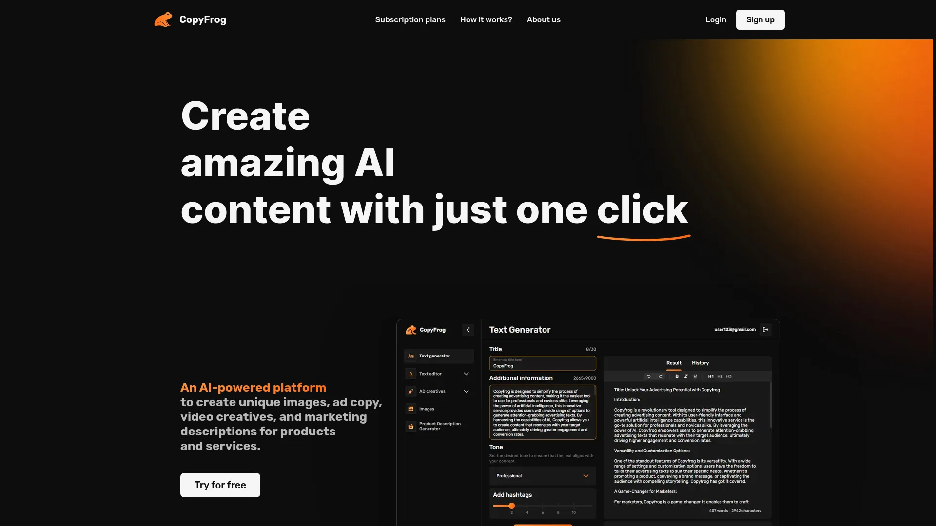 CopyFrog AI screenshot