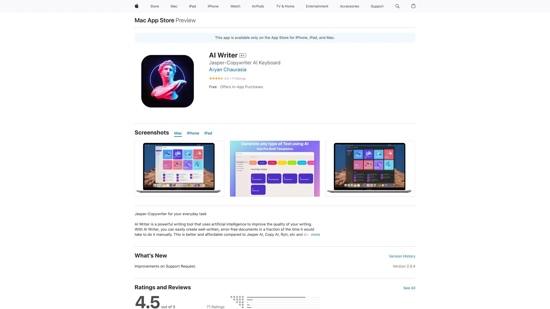 AI Writer screenshot