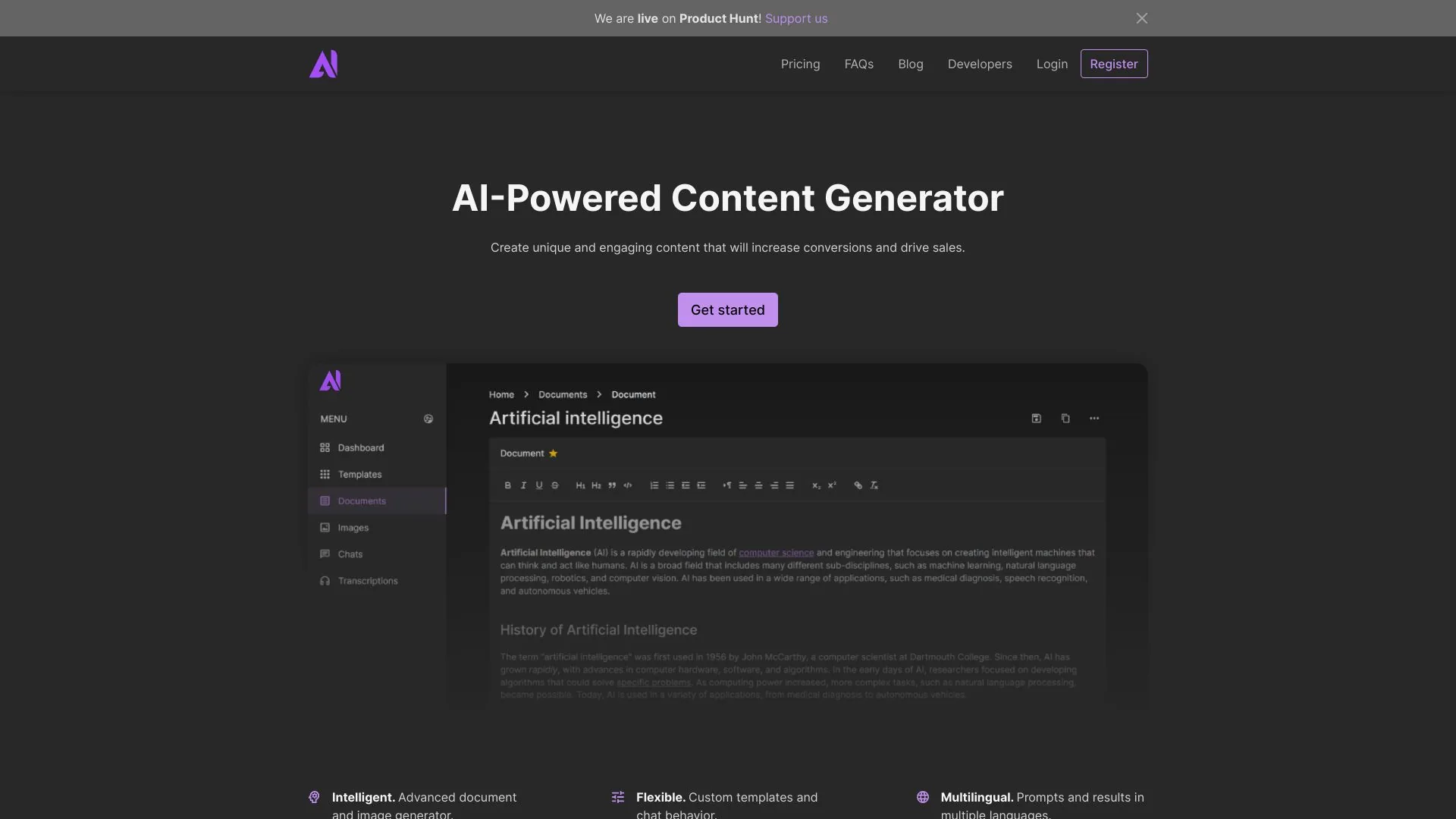 AI Writing - Free AI Writer - Text Generator and AI Copywriting Assistant screenshot