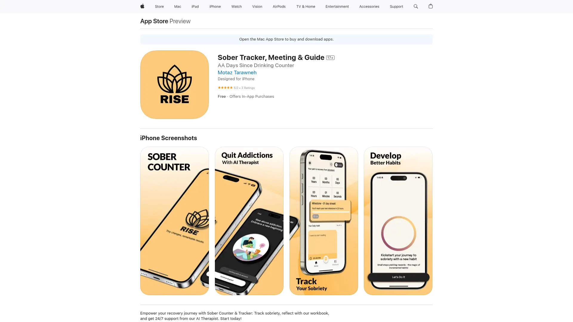 Sober Counter & Therapy - Rise screenshot