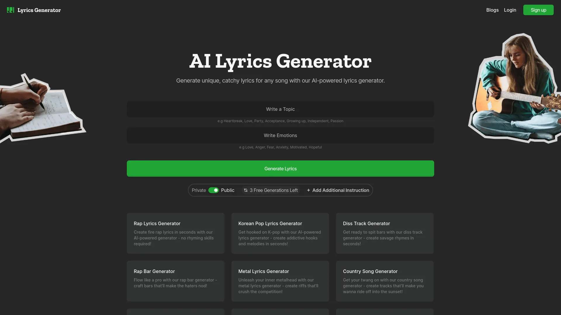 Lyrics Generator screenshot
