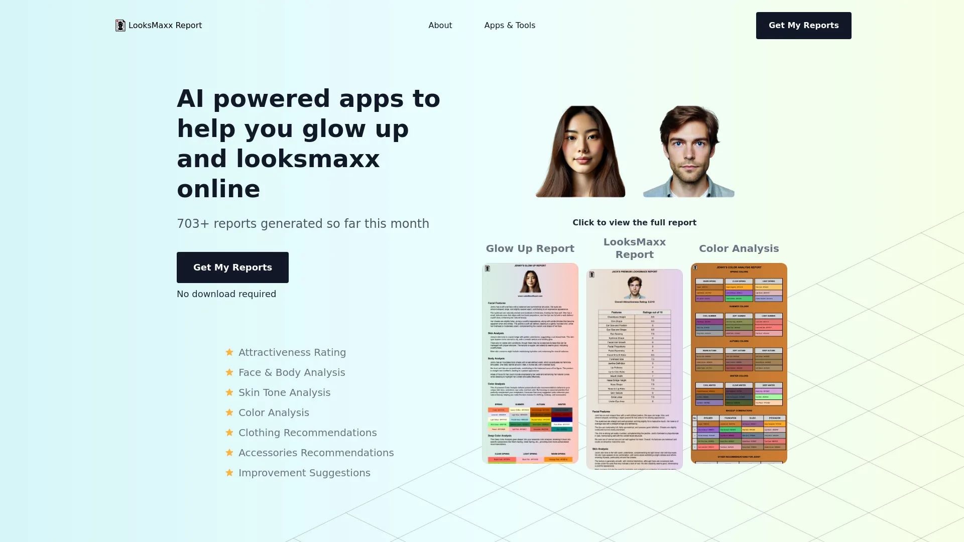 LooksMaxx AI - AI powered apps to help you glow up and looksmaxx online screenshot