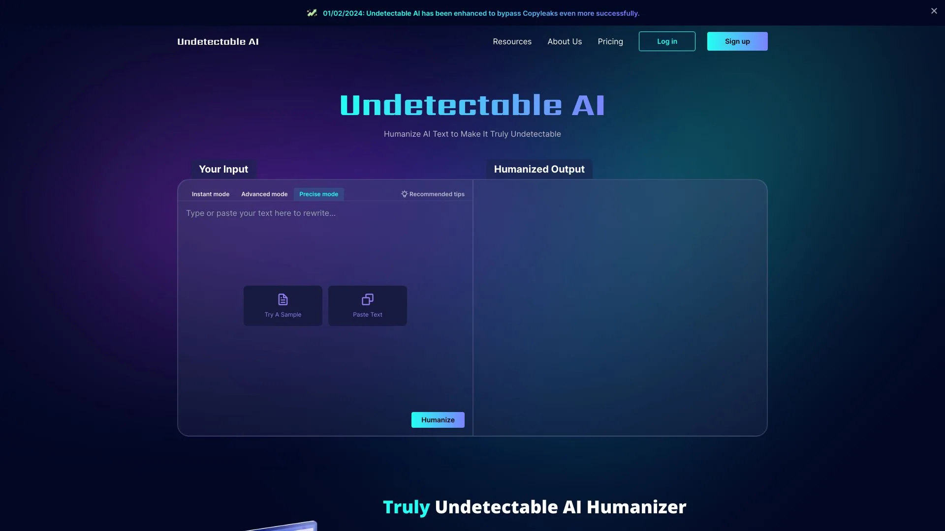 Undetectable AI screenshot