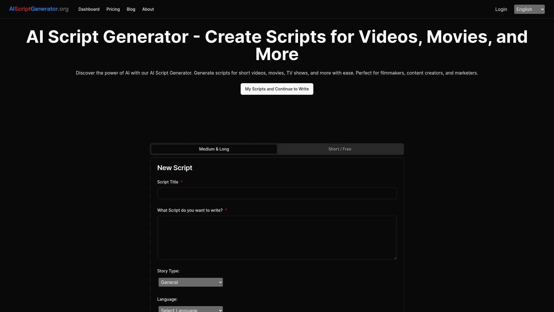 AI Script Generator screenshot