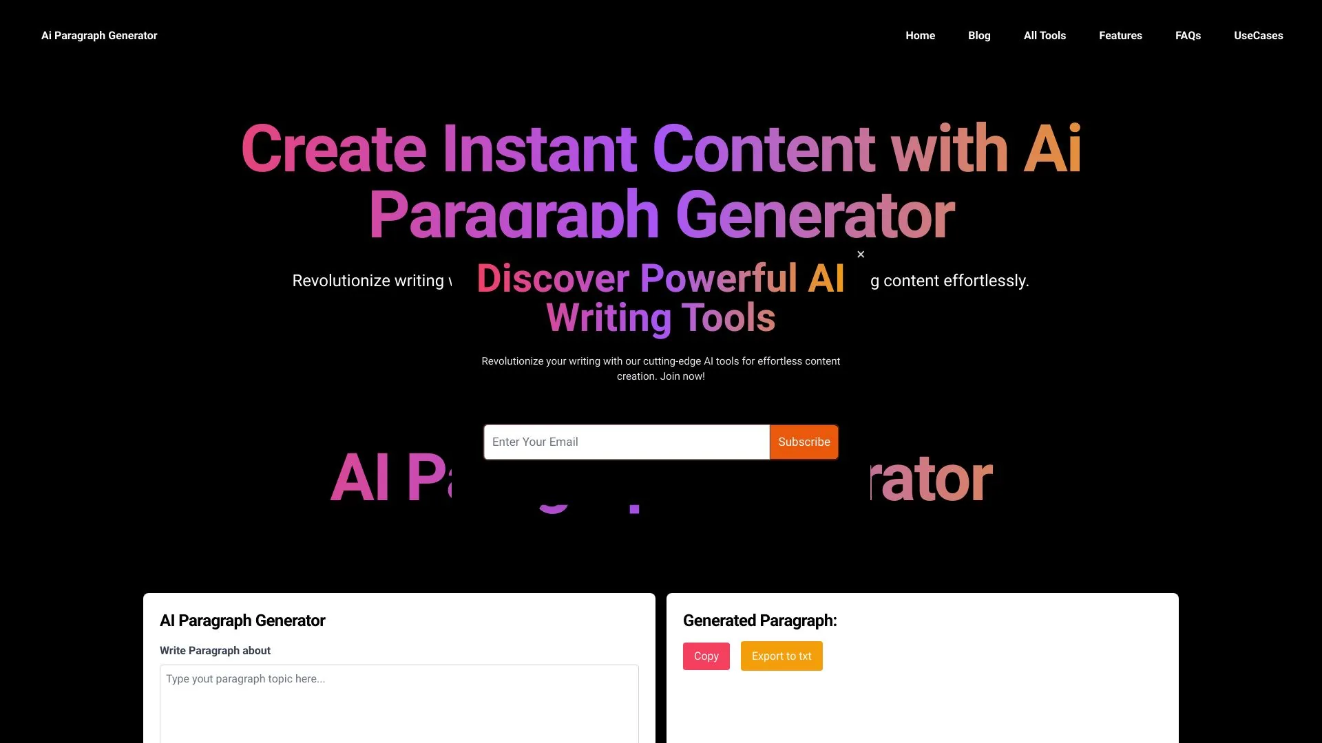 AI Paragraph Generator screenshot