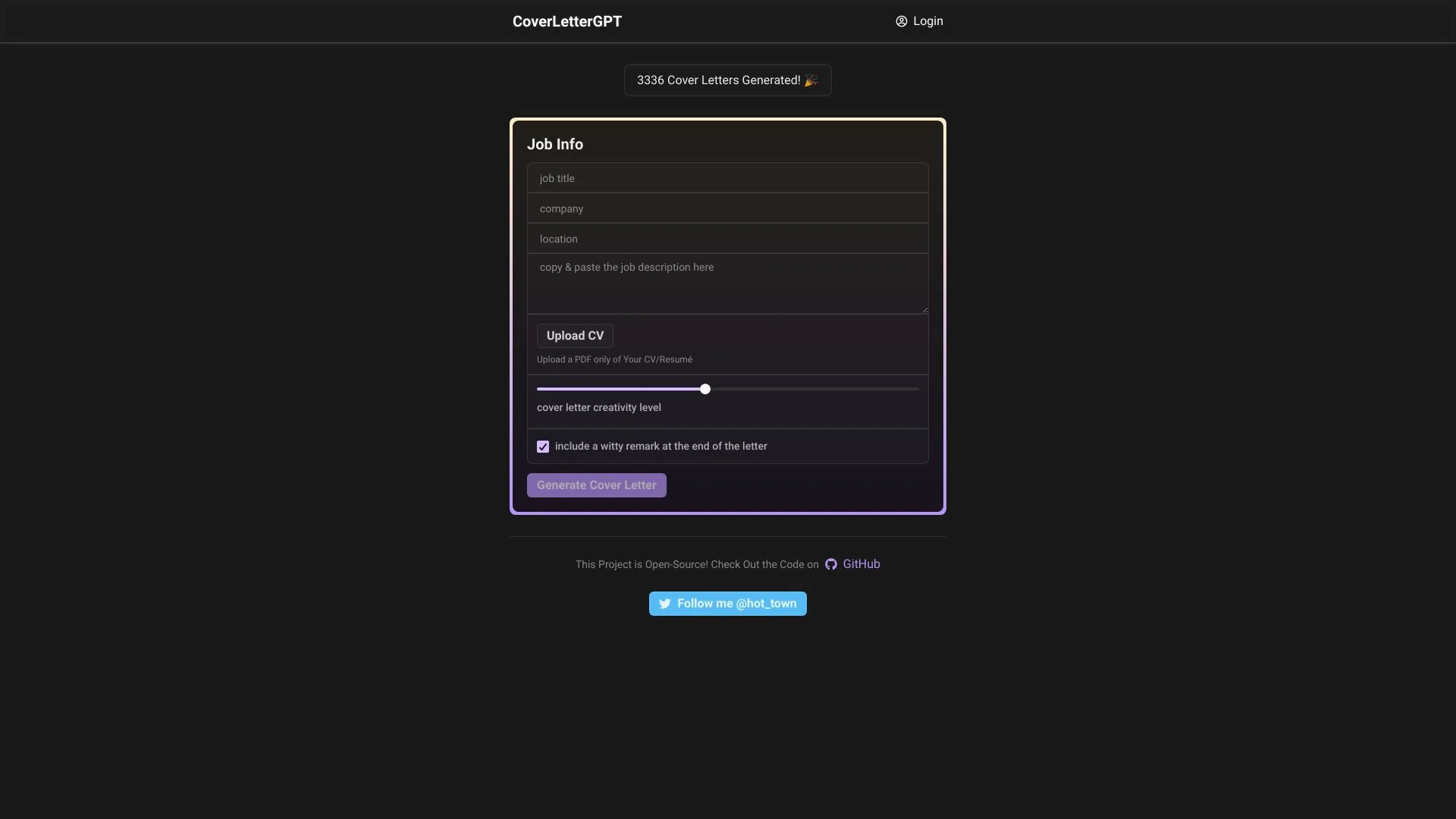 求职信GPT screenshot