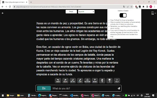 Aidungeon.io Real-time Translation screenshot
