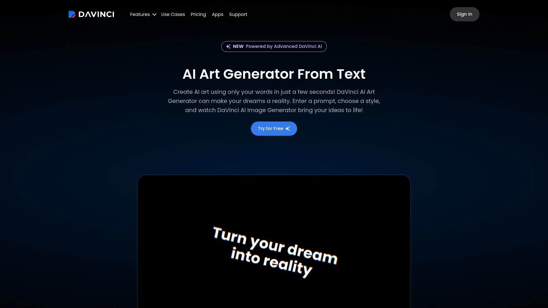 DaVinci AI Art Generator screenshot