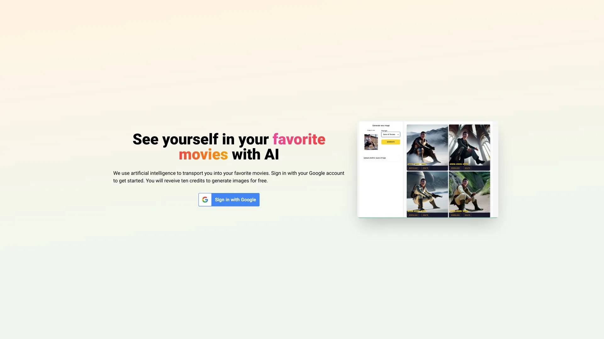 FilmFace AI App screenshot