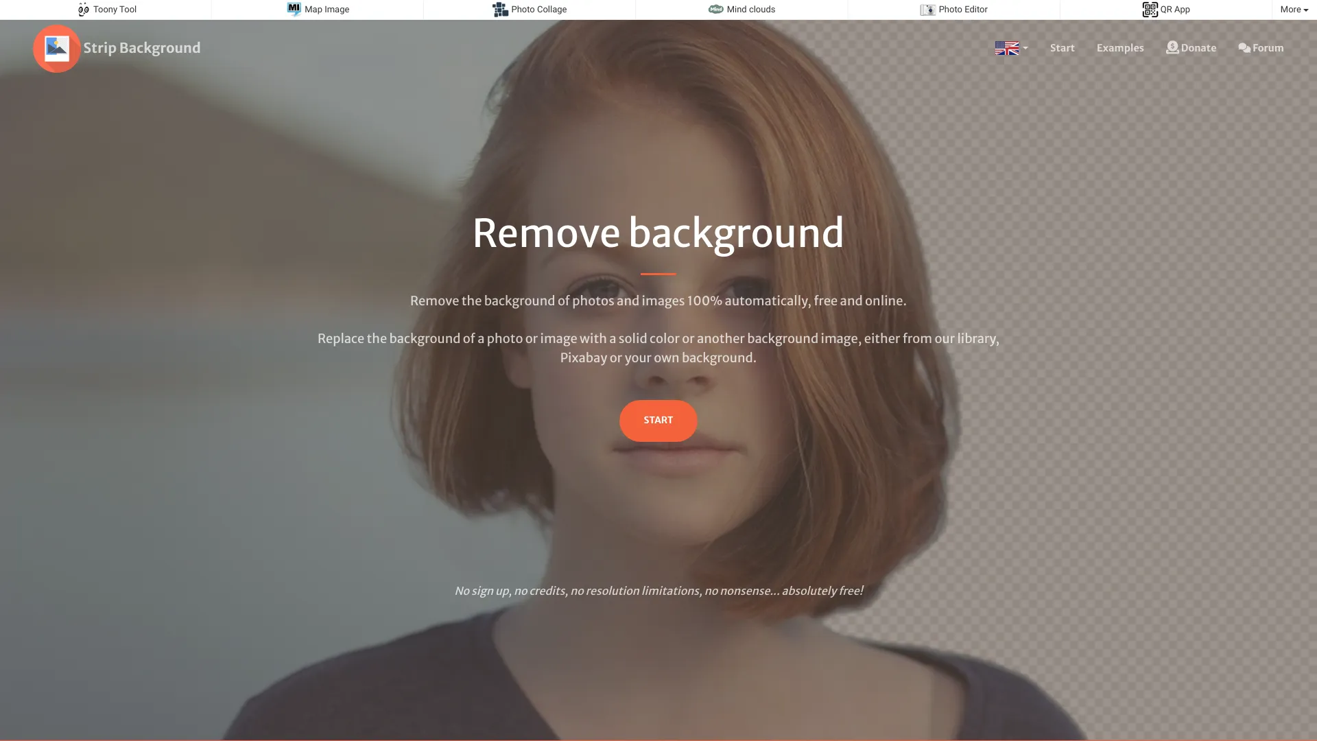 StripBackground.com screenshot