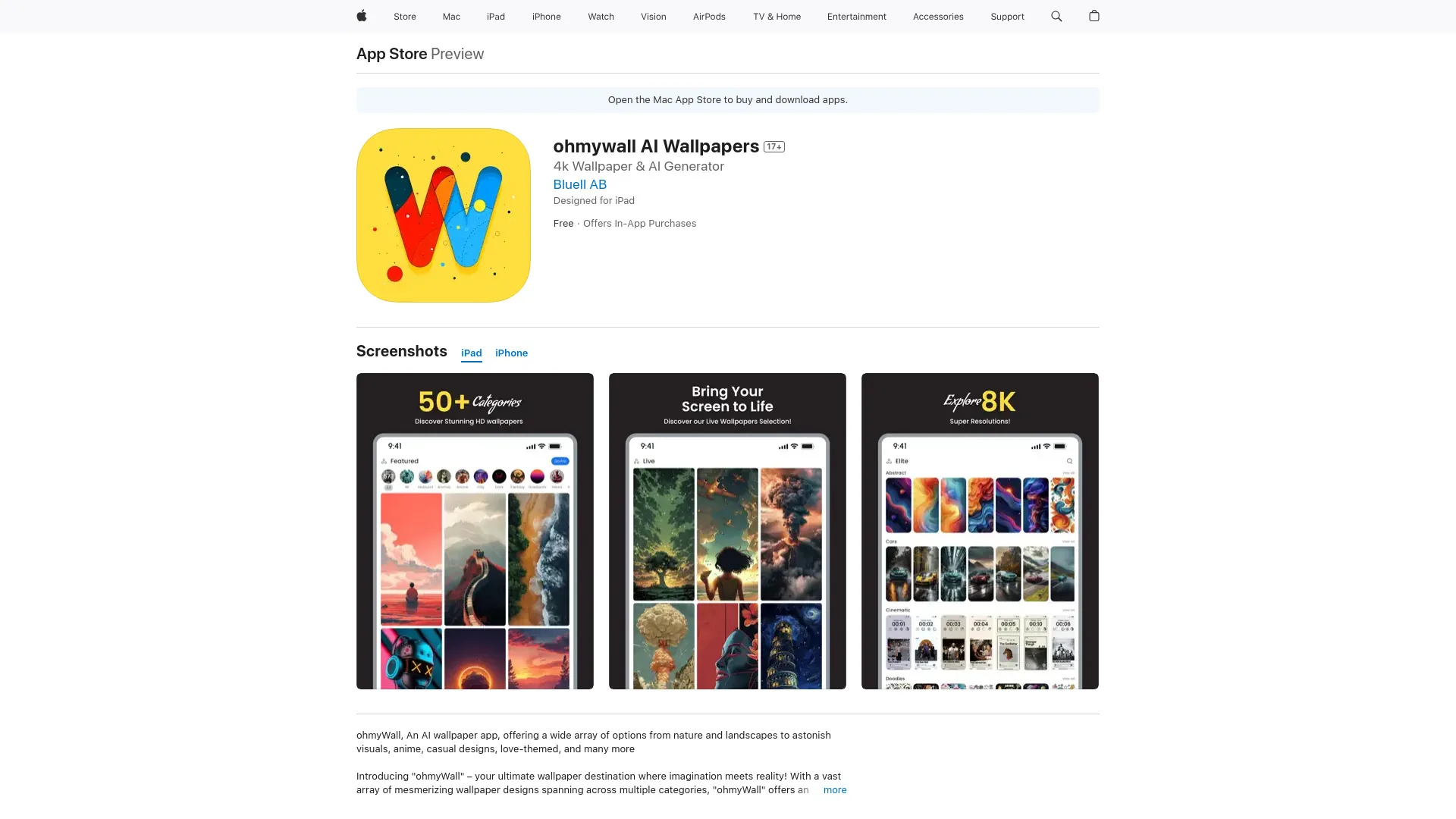 Ohmywall AI Wallpapers screenshot