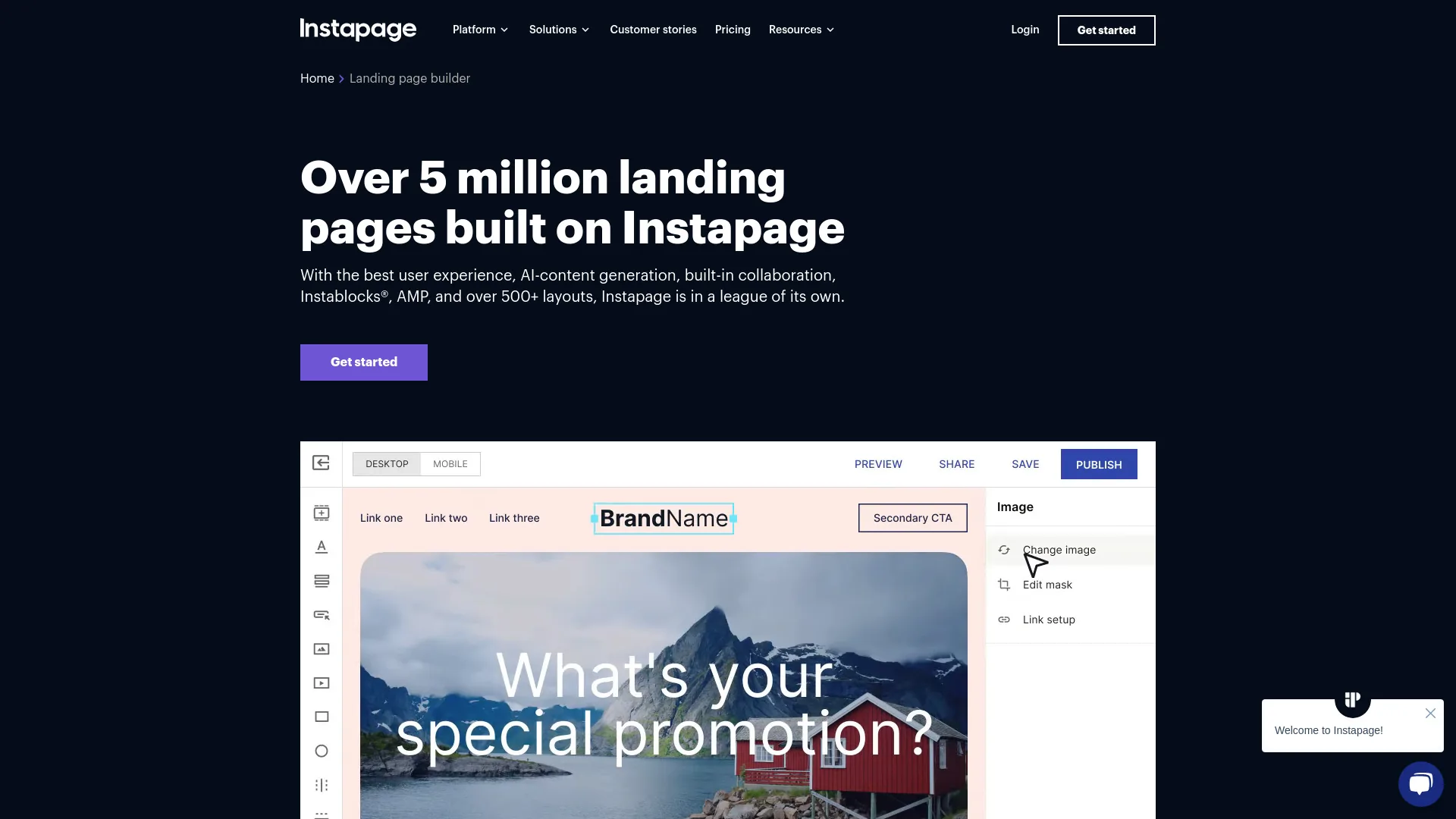 Instapage screenshot