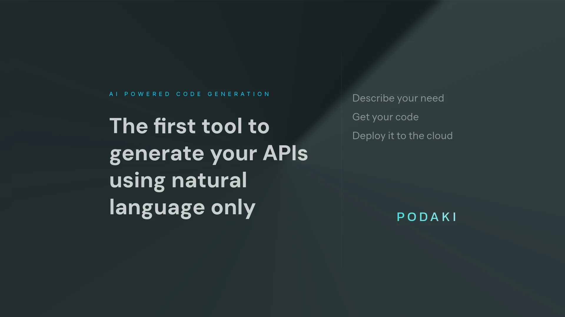 Podaki AI Backend Code Generator screenshot