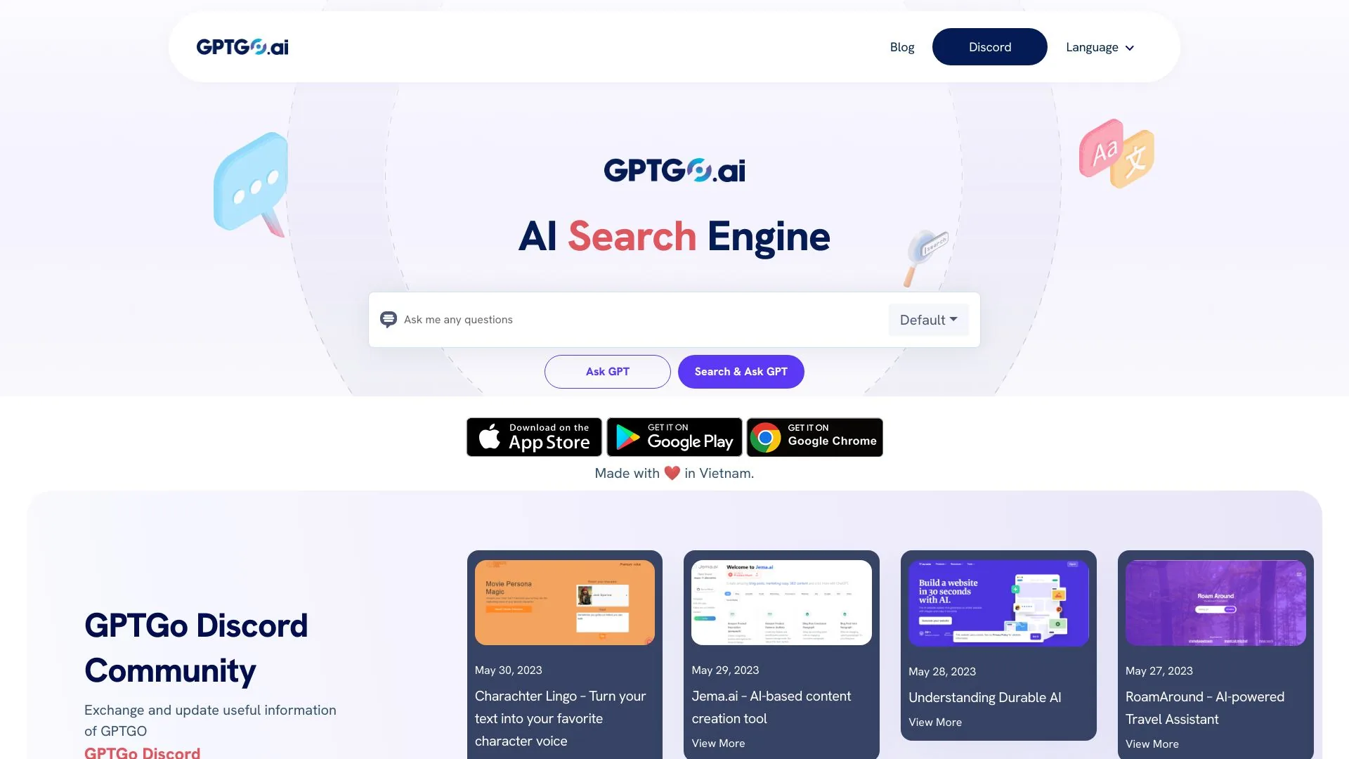 GPTGO - ChatGPT免费结合搜索引擎 screenshot
