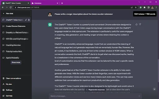 ChatGPT Token Counter screenshot