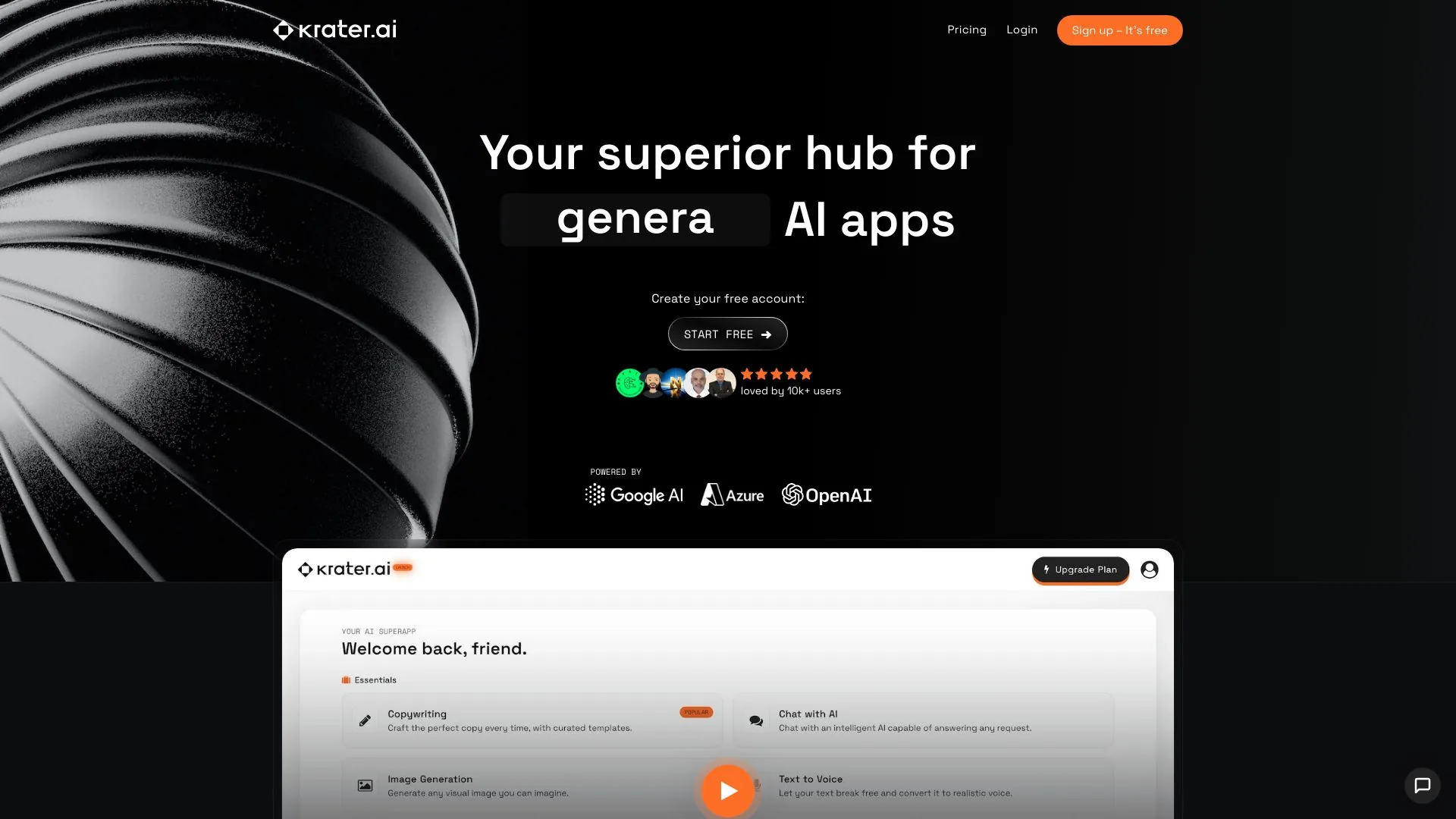 Krater.ai screenshot