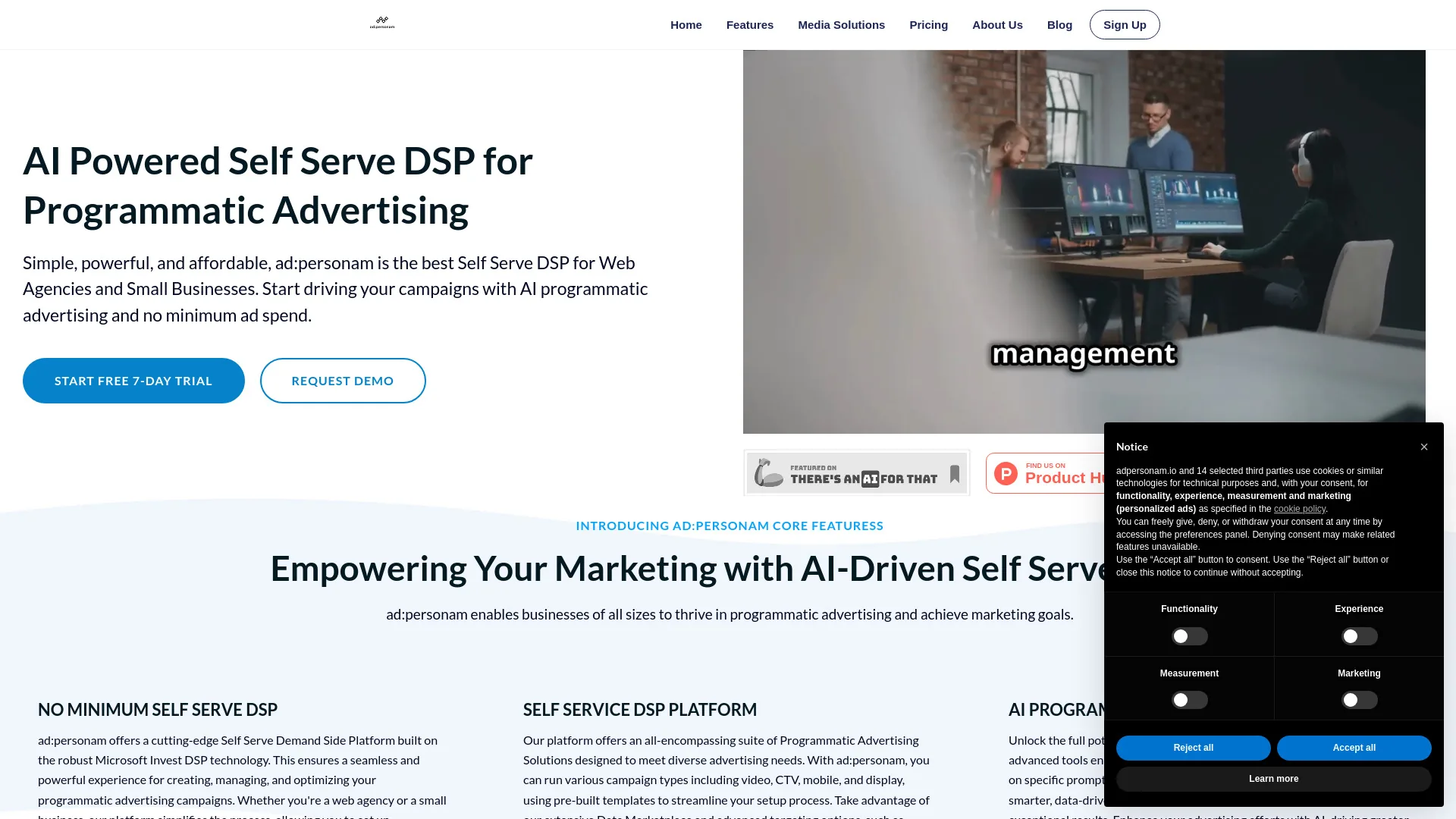 ad:personam Self Serve DSP screenshot