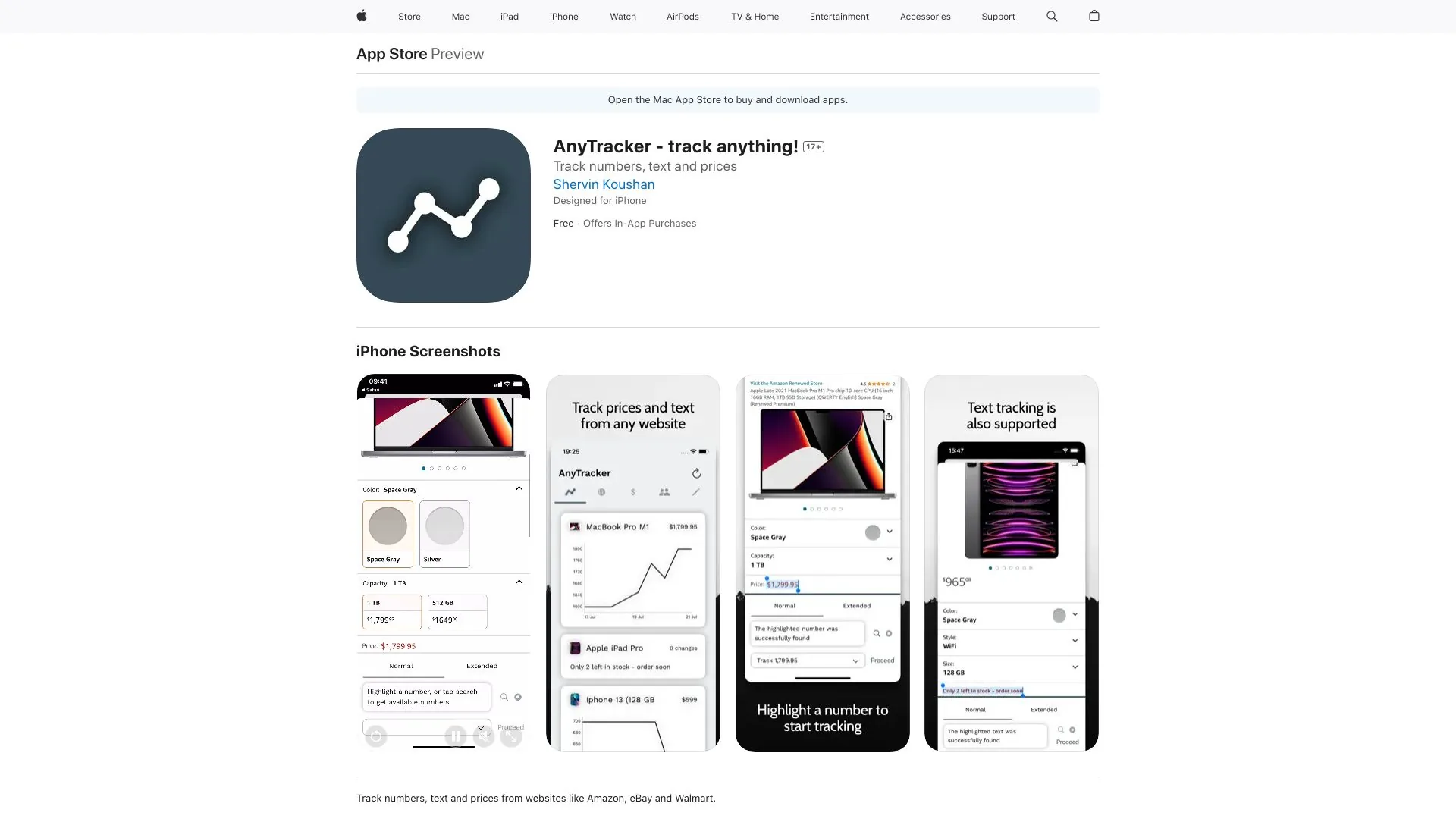 AnyTracker screenshot