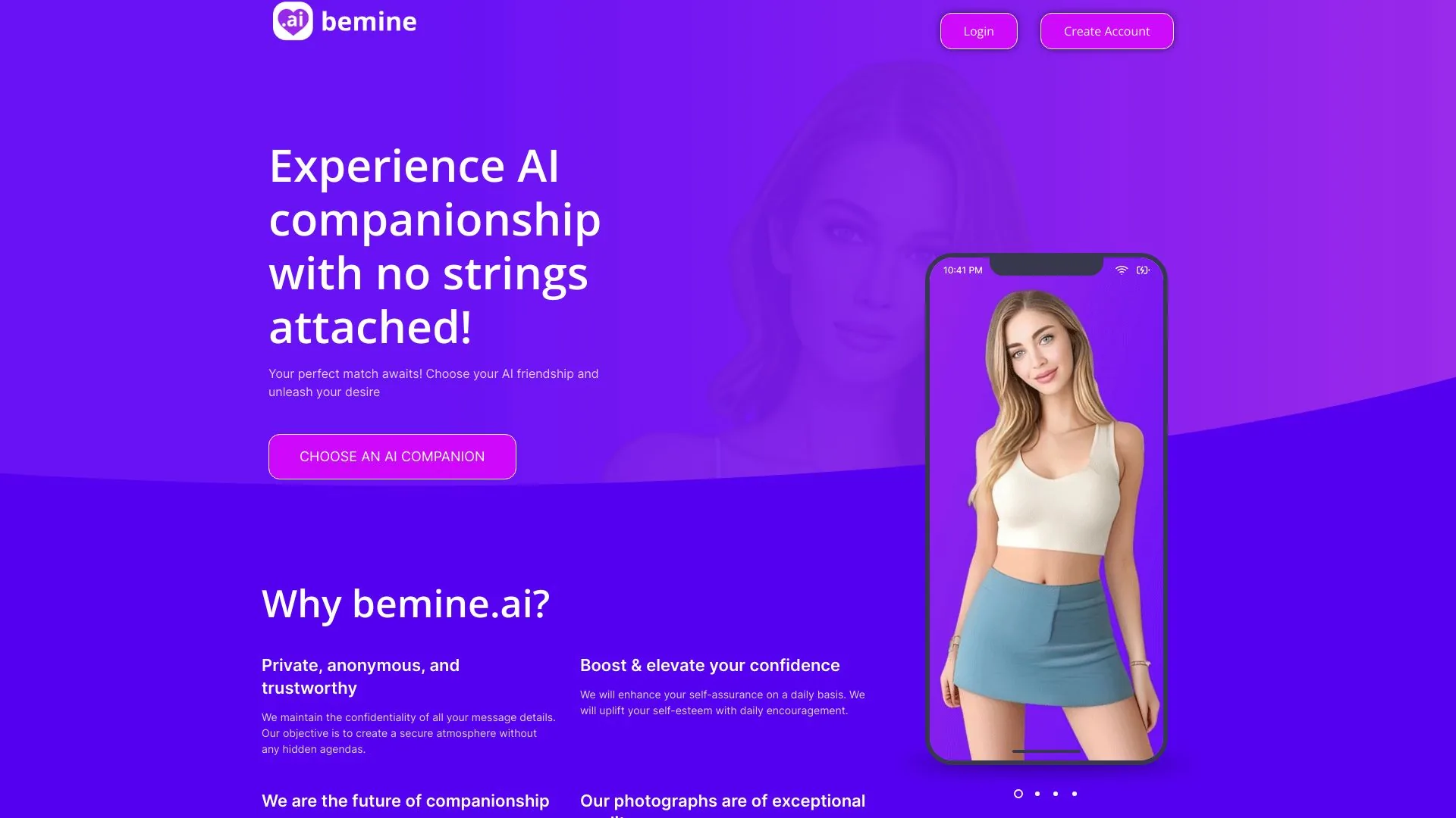 Bemine.ai screenshot