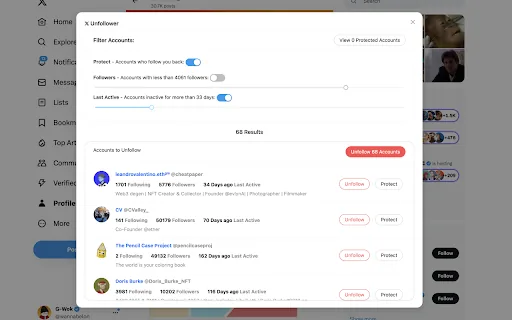 X Unfollower screenshot