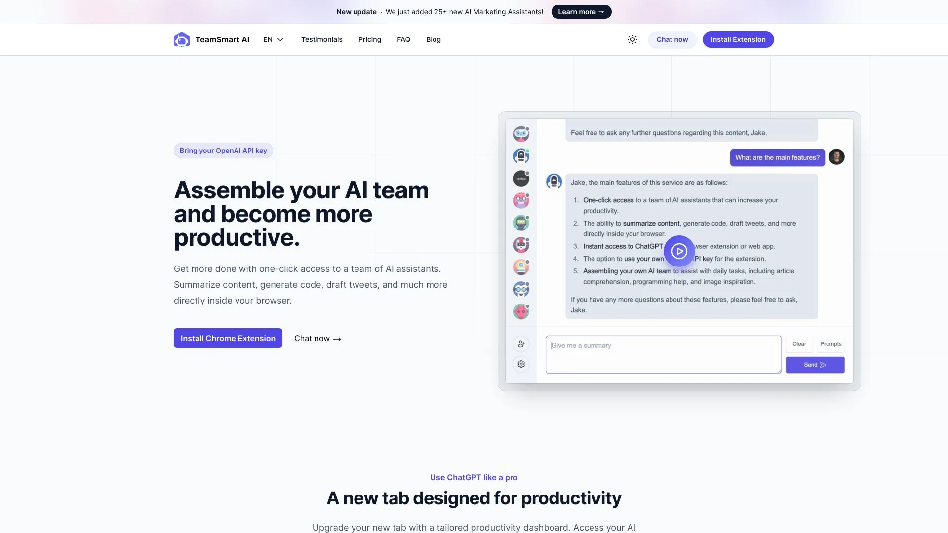 The ChatGPT Chrome Extension - TeamSmart AI screenshot