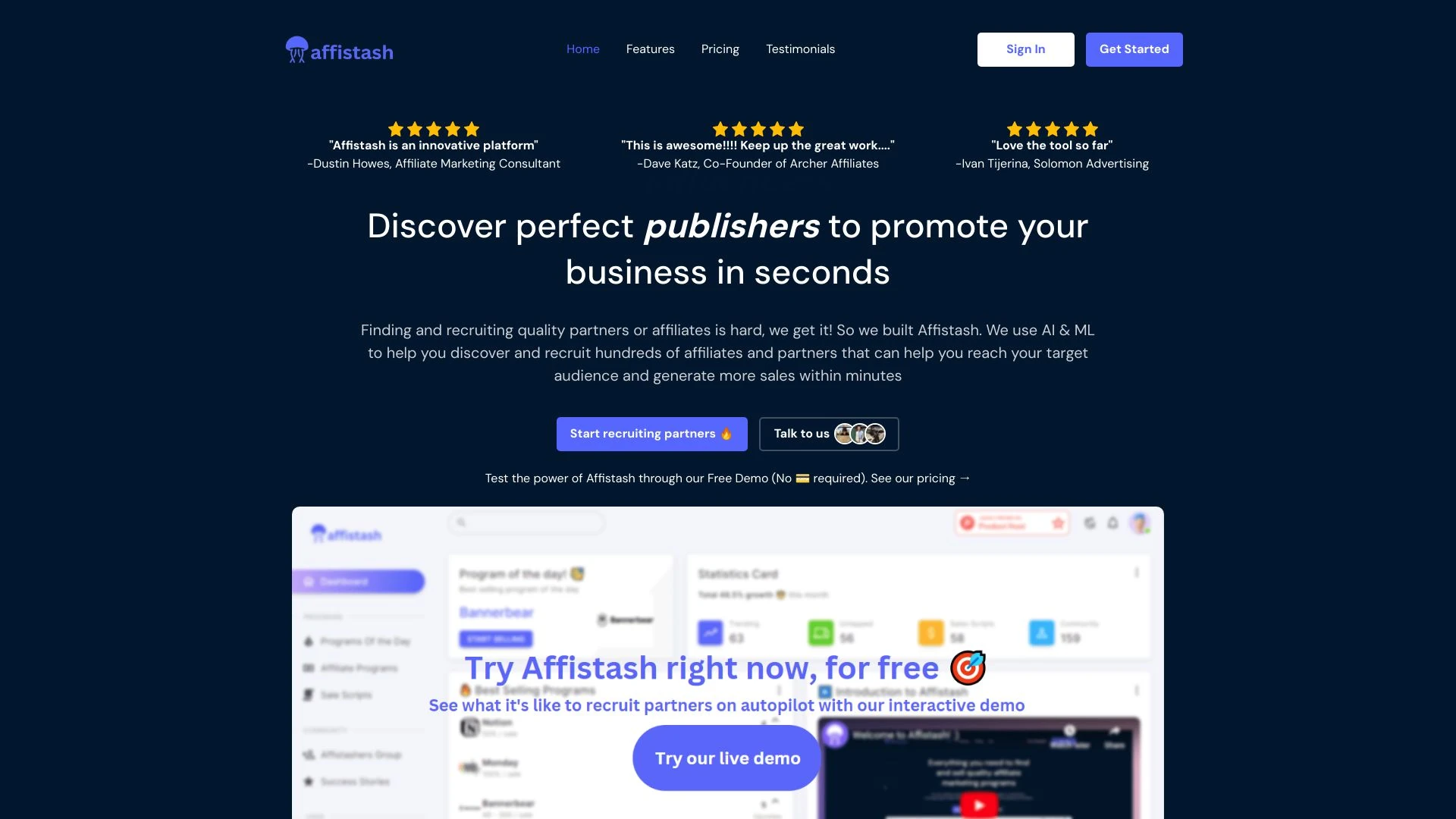 Affistash screenshot