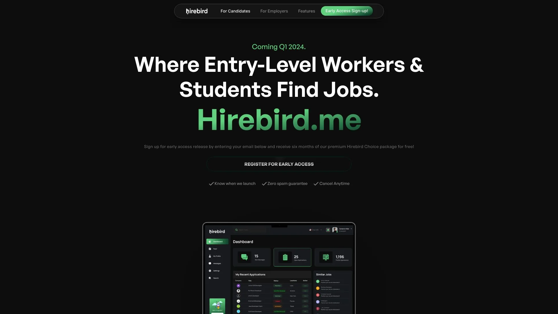 Hirebird.me screenshot