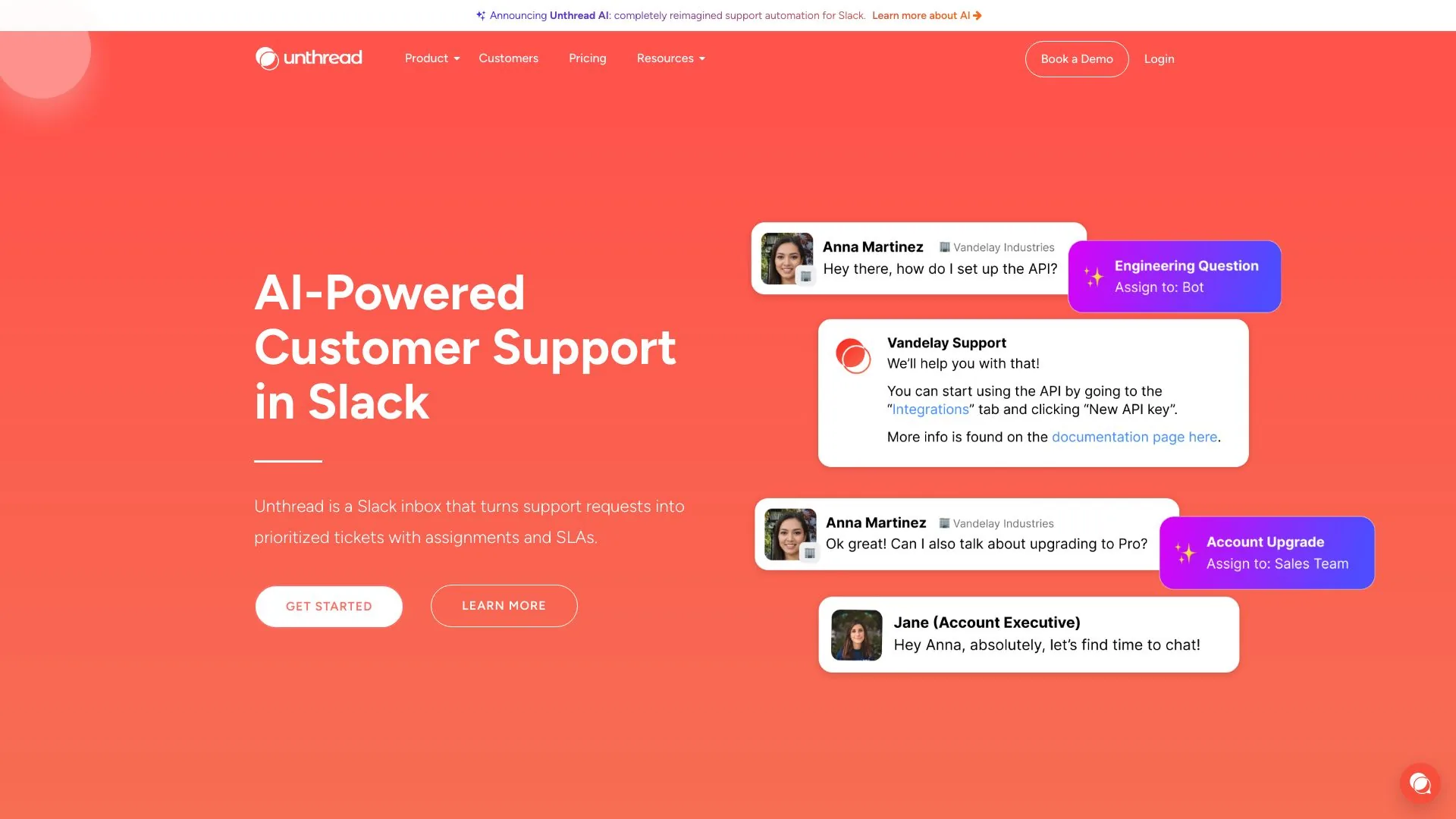 Unthread - 在 Slack 中的AI支持 screenshot