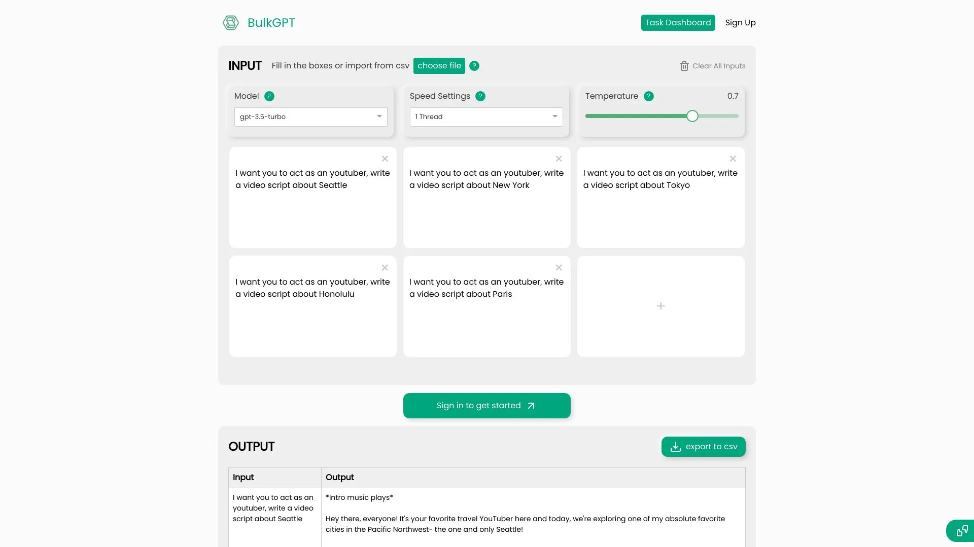 BulkGPT screenshot