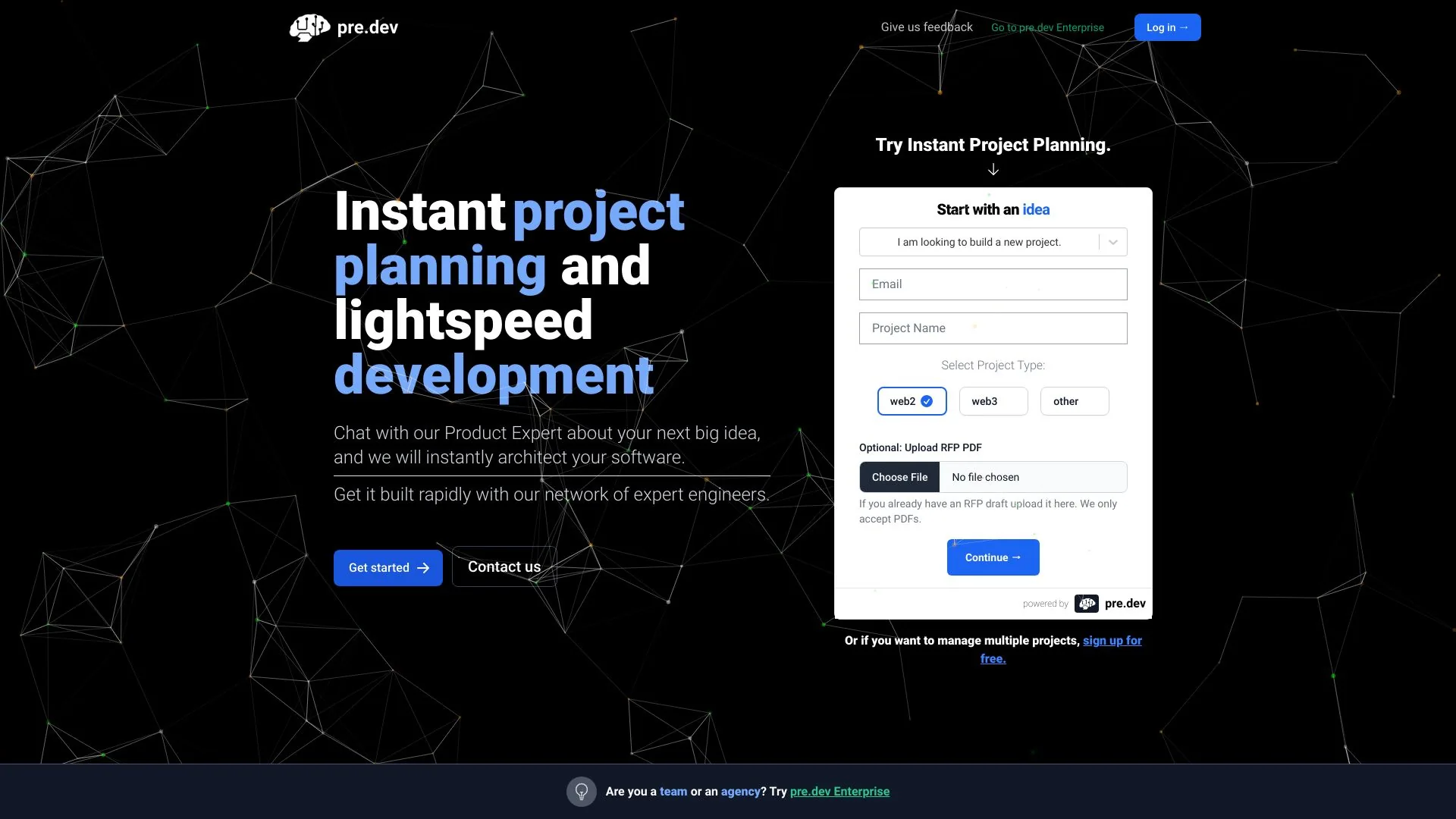 pre.dev screenshot