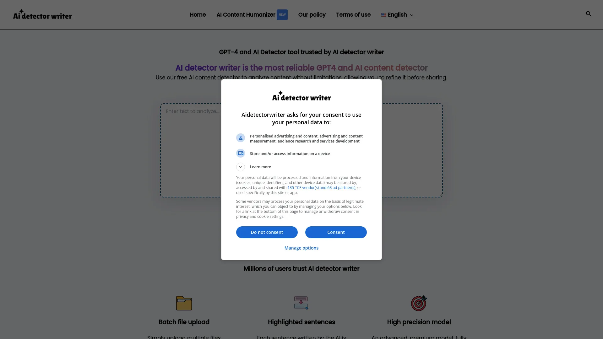 Aidetectorwriter screenshot