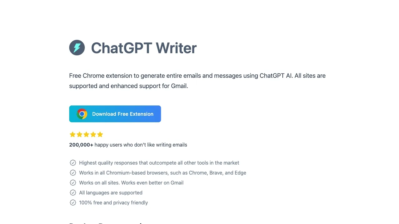 ChatGPT Writer screenshot