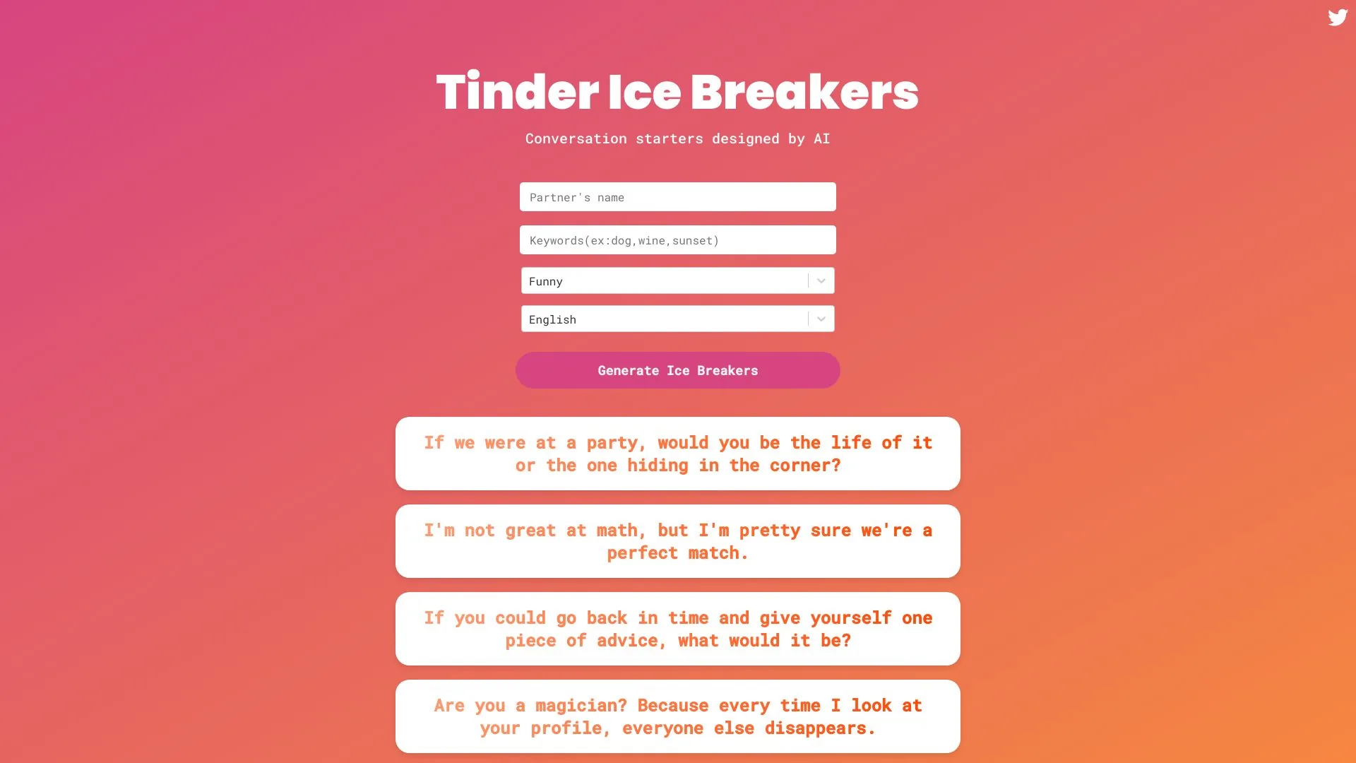 Tinder Ice Breakers AI screenshot