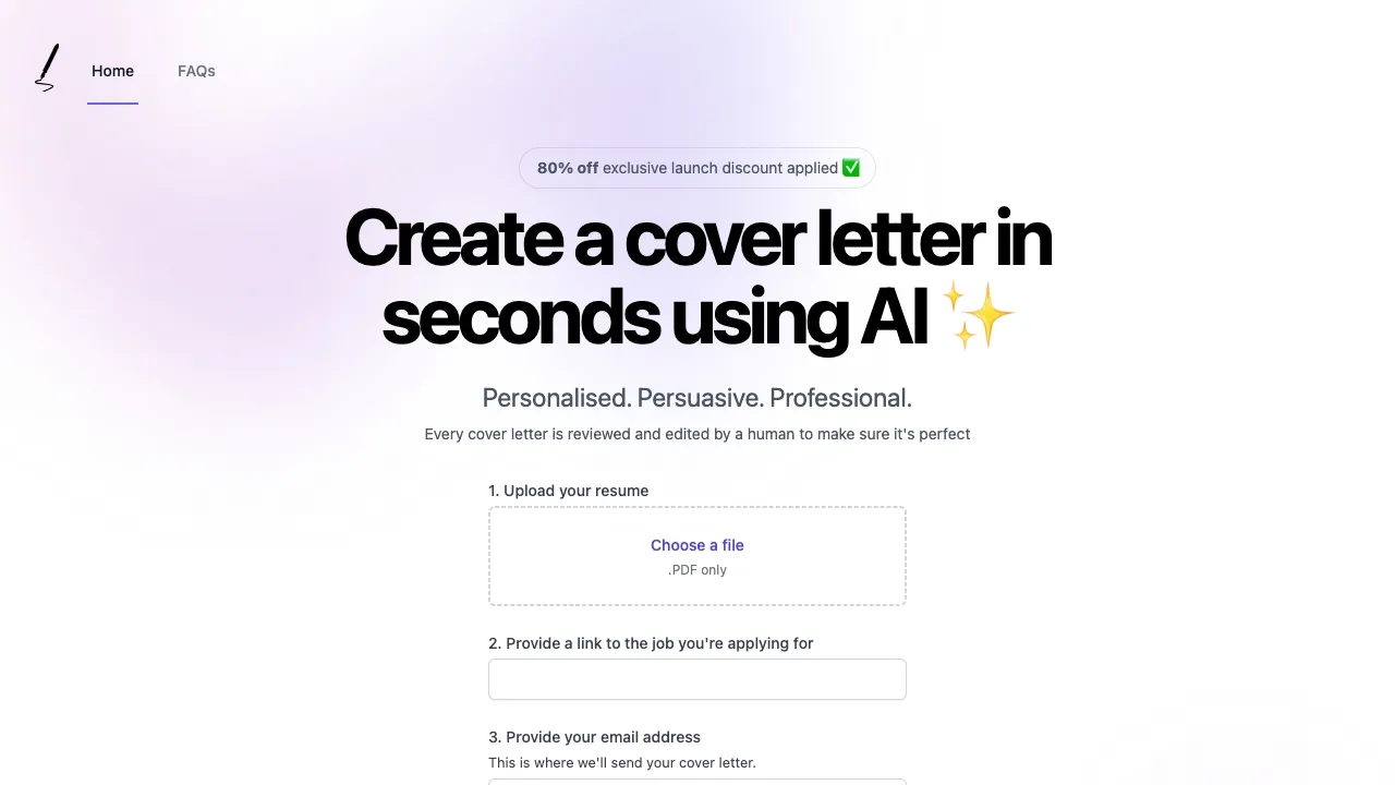 AI Cover Letter Generator screenshot