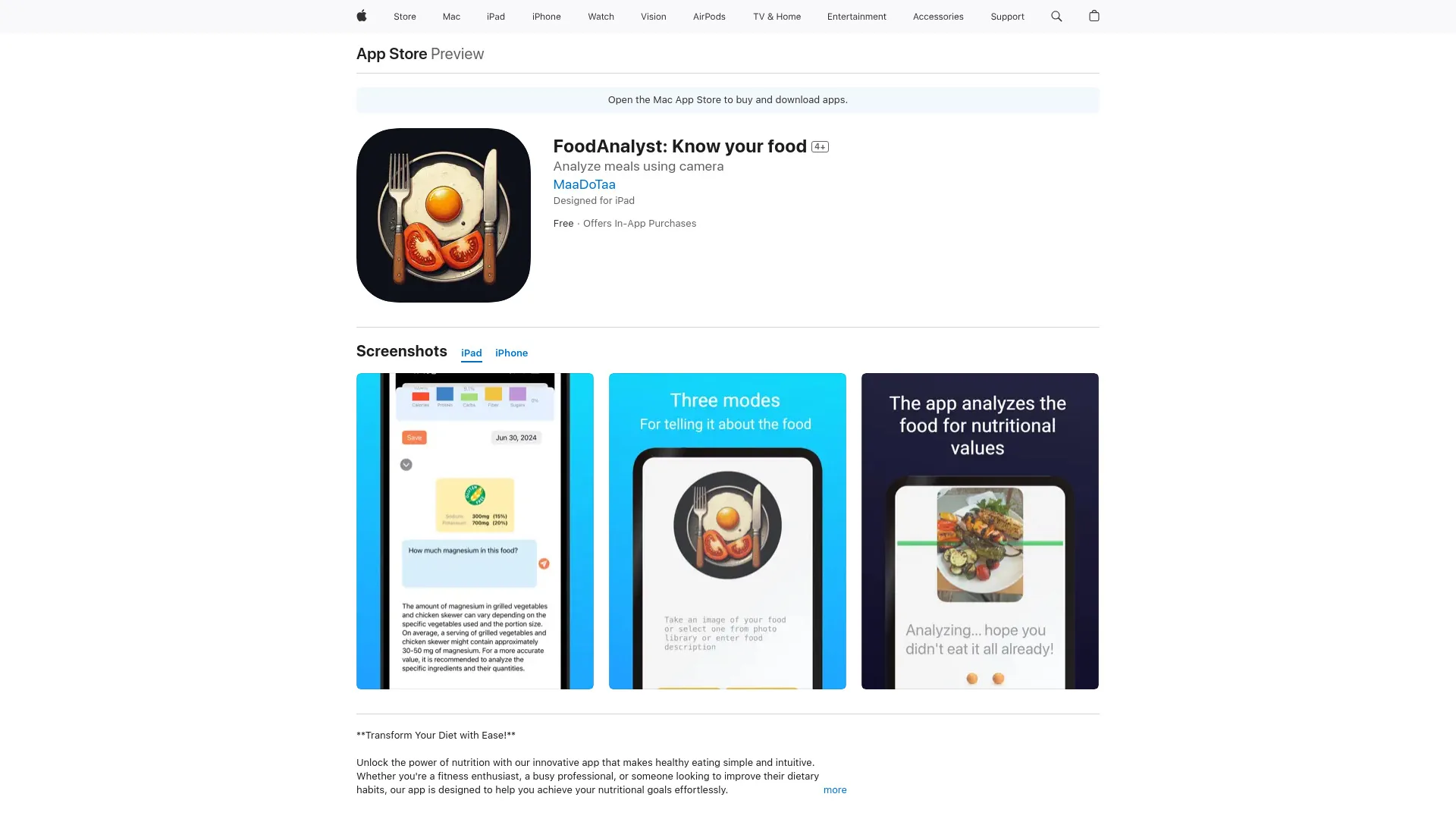 FoodAnalyst screenshot