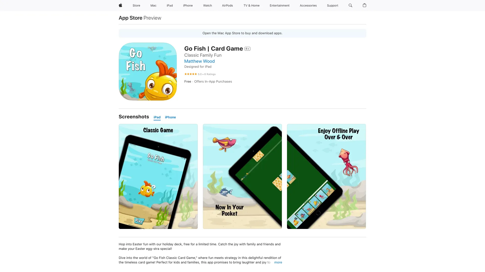 Single Player iOS Go Fish screenshot