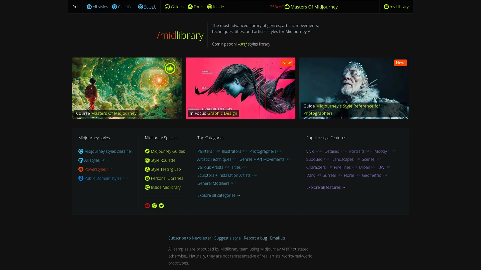 Midjourney AI Styles Library screenshot