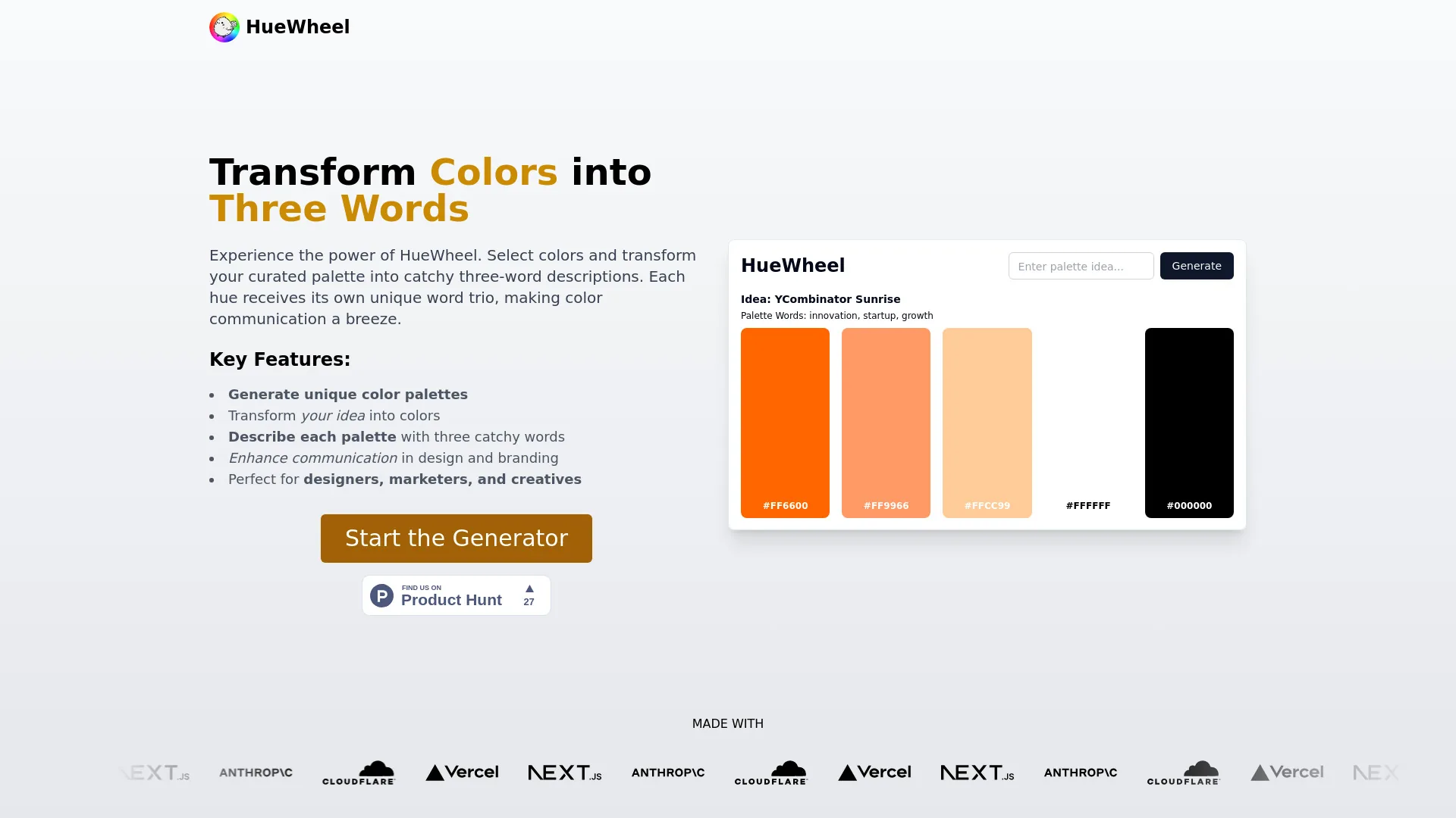 HueWheel - AI Color Palette Generator screenshot