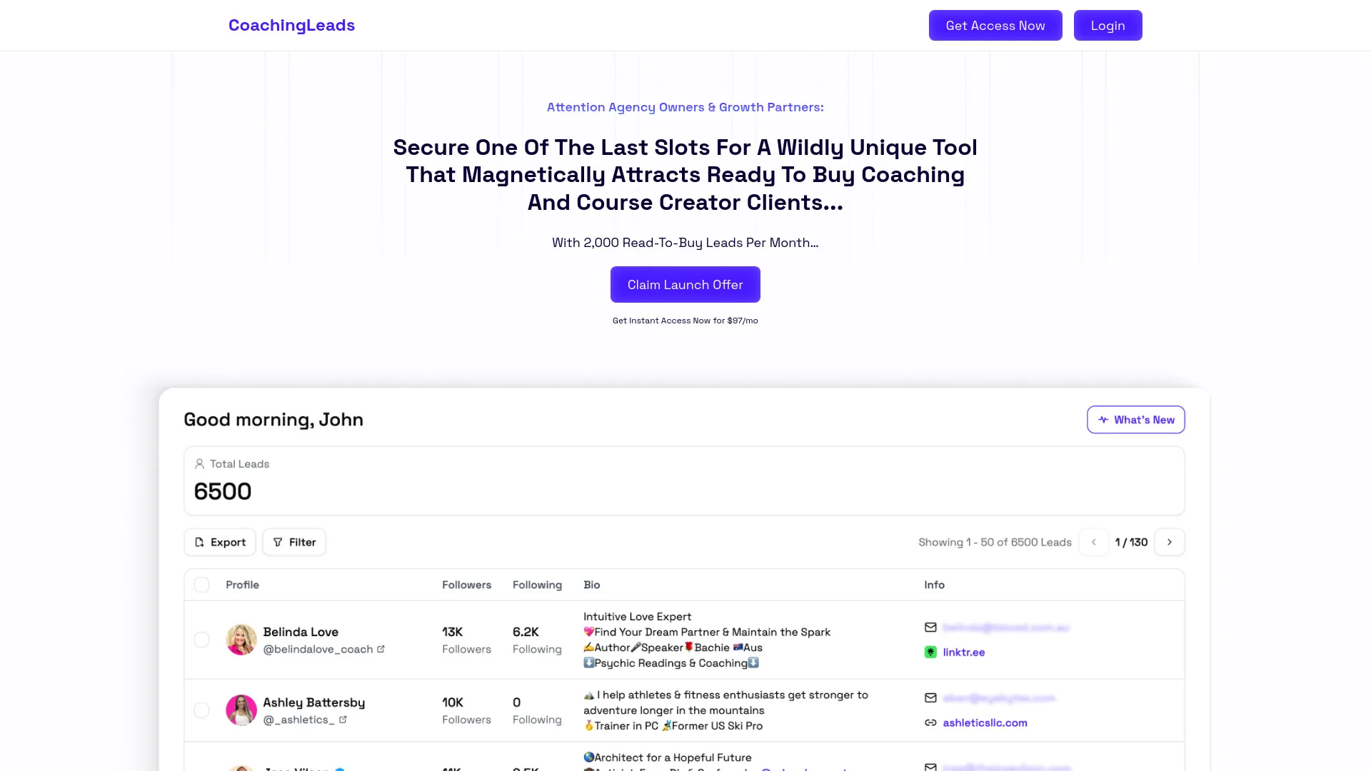 CoachingLeads screenshot